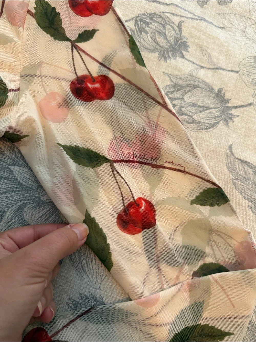 NWT STELLA MCCARTNEY H&M CHERRY-PRINT MESH TOP - Picture 5 of 6
